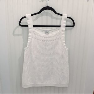 NEW J. Crew Factory White Women’s Sleeveless Crochet Knit Sweater Tank Top